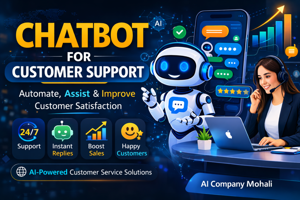 AI chatbot for customer support automation providing 24/7 instant replies and improving customer satisfaction