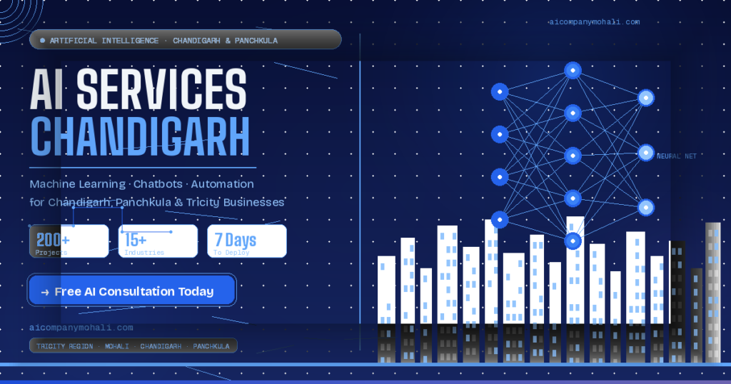 AI services Chandigarh providing machine learning, chatbot, and automation solutions for businesses in Tricity by AI Company Mohali