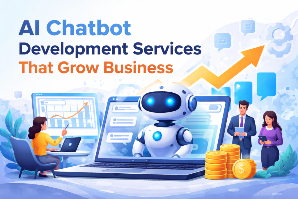 AI chatbot development services helping businesses automate customer support and increase growth with smart AI solutions