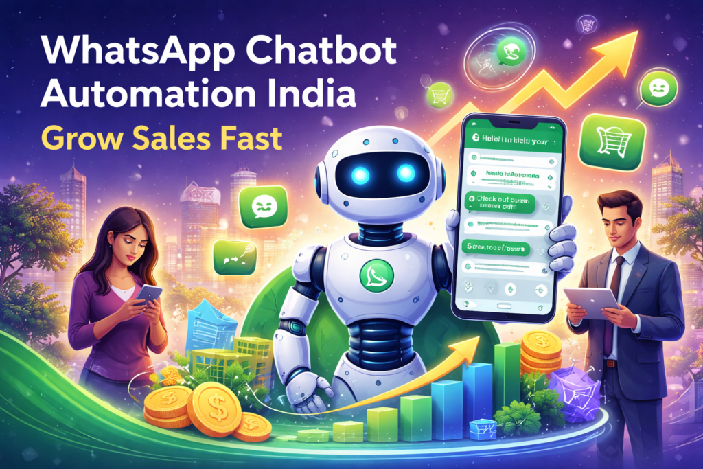 WhatsApp chatbot automation in India helping businesses increase sales, automate customer interactions, and generate leads using AI technology