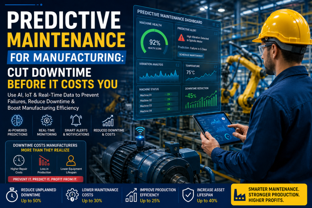 AI predictive maintenance system monitoring factory machines
