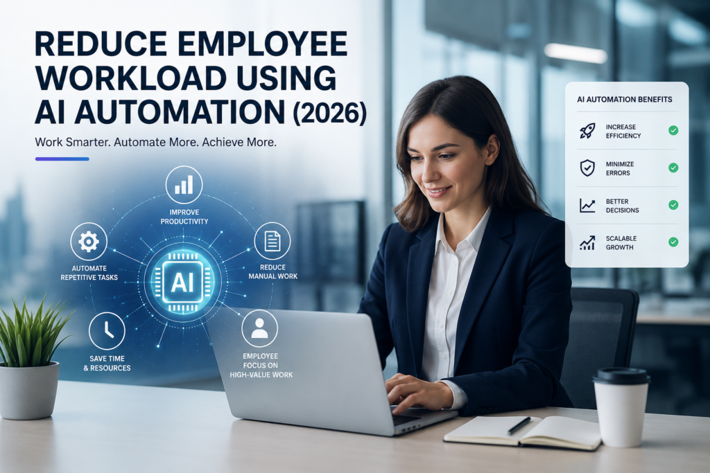 AI automation reducing employee workload in modern office environment